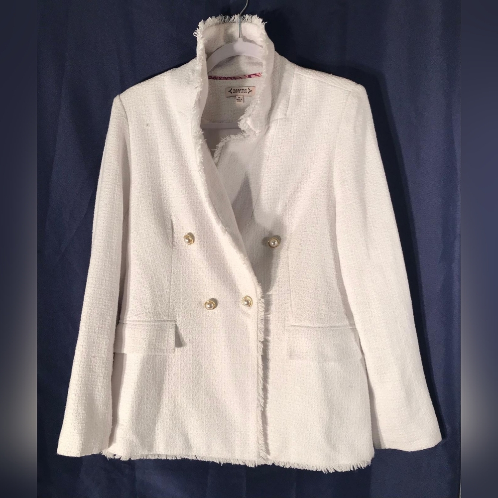 NANETTE  Elegant White Double-Breasted Women's Blazer zize M made In China